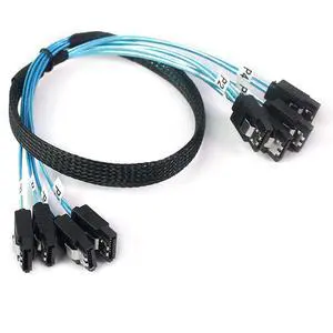 4X SATA to 4X SATA 4.0 Cable, 7Pin Female 180° with Braided Shield, High-Speed 12Gbps Hard Drive Data Cable Compatible with PC Case, Server, Workstation, RAID Storage (1m/39.37in) 4X SATA to 4X SATA 4.0 Cable, 7Pin Female 180° with Braided Shield, High-Speed 12Gbps Hard Drive Data Cable Compatible with PC Case, Server, Workstation, RAID Storage (1m/39.37in)