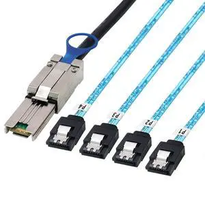 Mini SAS HD SFF-8088 26P to 4X SATA 7P Female Cable 6Gbps High Speed Server Hard Drive Connection Cable, 28AWG, 10 Ohm (0.5M) Mini SAS HD SFF-8088 26P to 4X SATA 7P Female Cable 6Gbps High Speed Server Hard Drive Connection Cable, 28AWG, 10 Ohm (0.5M)