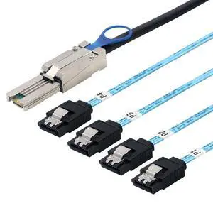 Mini SAS HD SFF-8088 26P to 4X SATA 7P Female Cable 6Gbps High Speed Server Hard Drive Connection Cable, 28AWG, 10 Ohm (1M) Mini SAS HD SFF-8088 26P to 4X SATA 7P Female Cable 6Gbps High Speed Server Hard Drive Connection Cable, 28AWG, 10 Ohm (1M)