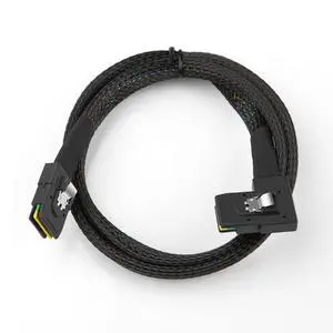 Mini SAS SFF-8087 Straight to SFF-8087 Right Angle Internal Server Cable 12Gbps High Speed 30AWG Data Cable, Black Flat Connector (0.5m) Mini SAS SFF-8087 Straight to SFF-8087 Right Angle Internal Server Cable 12Gbps High Speed 30AWG Data Cable, Black Flat Connector (0.5m)