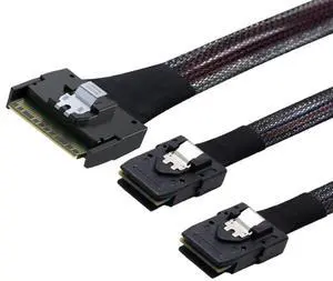 SlimSAS SFF-8654 8i 74P to 2X SAS SFF-8087 Cable 12Gbps High Speed Internal Server Connection, Anti-Misplug Design, 32AWG 85 Ohm (0.8M) SlimSAS SFF-8654 8i 74P to 2X SAS SFF-8087 Cable 12Gbps High Speed Internal Server Connection, Anti-Misplug Design, 32AWG 85 Ohm (0.8M)