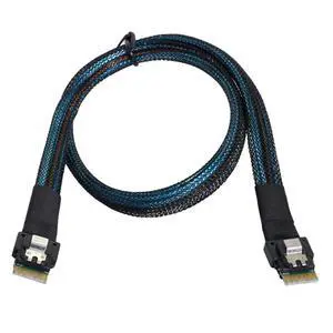 Slimline SAS SFF-8654 4i 38P to SFF-8654 4i Server Cable 12Gbps High-Speed 10 Ohm Flat-to-Flat Internal Connection Cable (0.5M) Slimline SAS SFF-8654 4i 38P to SFF-8654 4i Server Cable 12Gbps High-Speed 10 Ohm Flat-to-Flat Internal Connection Cable (0.5M)