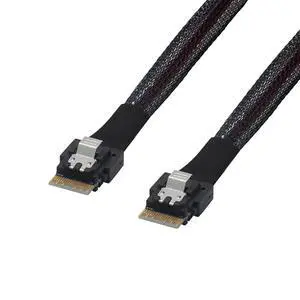 Slimline SAS SFF-8654 4i 38P to SFF-8654 4i Server Cable 12Gbps High-Speed 10 Ohm Flat-to-Flat Internal Connection Cable (1M) Slimline SAS SFF-8654 4i 38P to SFF-8654 4i Server Cable 12Gbps High-Speed 10 Ohm Flat-to-Flat Internal Connection Cable (1M)