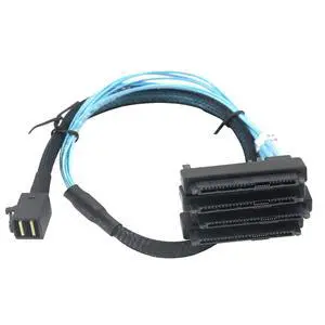 MINI SAS HD SFF-8643 to SAS SFF-8482 2-in-1 29P Breakout Cable, 12Gbps High-Speed for SAS HDD/SSD, 30AWG for Server Storage (1, 0, Meters) MINI SAS HD SFF-8643 to SAS SFF-8482 2-in-1 29P Breakout Cable, 12Gbps High-Speed for SAS HDD/SSD, 30AWG for Server Storage (1, 0, Meters)