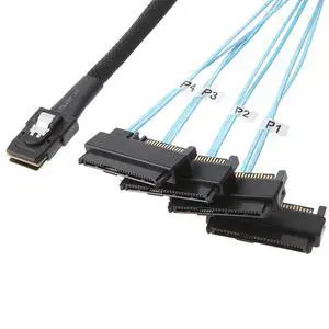 Mini SAS SFF-8087 to 4X SFF-8482 SAS 29+15Pin Cable 12Gbps High-Speed Data Transfer for Server Motherboard RAID Hard Drive (0.5M/19.68in) Mini SAS SFF-8087 to 4X SFF-8482 SAS 29+15Pin Cable 12Gbps High-Speed Data Transfer for Server Motherboard RAID Hard Drive (0.5M/19.68in)