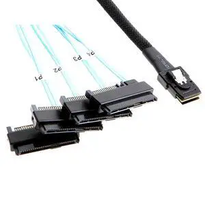 Mini SAS SFF-8087 to 4X SFF-8482 SAS 29+15Pin Cable 12Gbps High-Speed Data Transfer for Server Motherboard RAID Hard Drive (1m/39.37in) Mini SAS SFF-8087 to 4X SFF-8482 SAS 29+15Pin Cable 12Gbps High-Speed Data Transfer for Server Motherboard RAID Hard Drive (1m/39.37in)