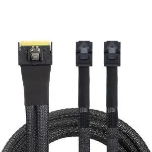 Mini SlimSAS SFF-8654 8i 4.0 to Dual SAS HD 8643 Cable 32AWG 24G High-Speed Anti-Misdirection Server Interconnect (0.8M) Mini SlimSAS SFF-8654 8i 4.0 to Dual SAS HD 8643 Cable 32AWG 24G High-Speed Anti-Misdirection Server Interconnect (0.8M)
