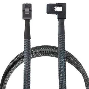 Mini SAS HD SFF-8643 4i to SAS SFF-8087 Right Angle Cable High Speed Internal Server Connection Cable, 30AWG, 10 Ohm (0.5M) Mini SAS HD SFF-8643 4i to SAS SFF-8087 Right Angle Cable High Speed Internal Server Connection Cable, 30AWG, 10 Ohm (0.5M)