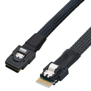 Mini SAS 8087 to Slim SAS 8654 4i Internal High-Speed Cable 12Gbps 30AWG Flat to Flat Server Connection Cable, Black (0.5M) Mini SAS 8087 to Slim SAS 8654 4i Internal High-Speed Cable 12Gbps 30AWG Flat to Flat Server Connection Cable, Black (0.5M)