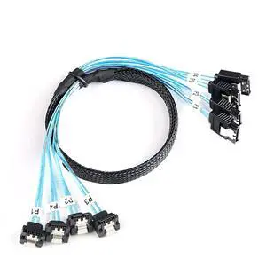 SAS 4.0 4X SATA to 4X SATA Cable 90° Right Angle 12Gbps High-Speed SSD Hard Drive Data Cable, 30AWG Copper Wire, Server Motherboard Connection (1m) SAS 4.0 4X SATA to 4X SATA Cable 90° Right Angle 12Gbps High-Speed SSD Hard Drive Data Cable, 30AWG Copper Wire, Server Motherboard Connection (1m)