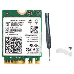 WiFi 6 AX200 Wireless Card with Bluetooth 5.2, AX3000Mbps for Intel AX200NGW M.2 2230/NGFF Key A+E Module, Compatible with Laptop PC Windows 10/11 64-bit, MU-MIMO, OFDMA, WPA3 WiFi 6 AX200 Wireless Card with Bluetooth 5.2, AX3000Mbps for Intel AX200NGW M.2 2230/NGFF Key A+E Module, Compatible with Laptop PC Windows 10/11 64-bit, MU-MIMO, OFDMA, WPA3
