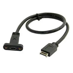 USB 3.1 Front Panel Header to USB-C Type-C Female Extension Cable 40cm with Panel Mount Screw USB 3.1 Front Panel Header to USB-C Type-C Female Extension Cable 40cm with Panel Mount Screw