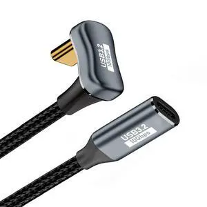 10Gbps 100W USB-C USB 3.1 Type C Male to Female Extension Data Cable Opposite U Shape Back Angled with Sleeve 300CM 10Gbps 100W USB-C USB 3.1 Type C Male to Female Extension Data Cable Opposite U Shape Back Angled with Sleeve 300CM