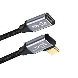 USB-C USB 3.1 Type C Male to Female Extension Data Cable Left Right Angled 10Gbps 100W with Sleeve for Laptop 2M USB-C USB 3.1 Type C Male to Female Extension Data Cable Left Right Angled 10Gbps 100W with Sleeve for Laptop 2M