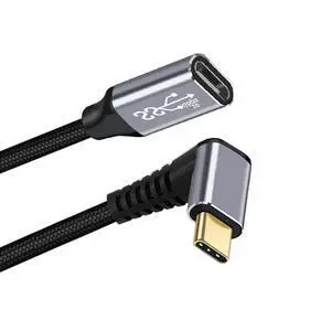 10Gbps 100W Male to Female USB 3.1 USB-C Type C Up Down Angled Extension Data Cable with Sleeve for Laptop 2M 10Gbps 100W Male to Female USB 3.1 USB-C Type C Up Down Angled Extension Data Cable with Sleeve for Laptop 2M