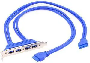 5Gbps Four Ports USB 3.0 Internal Female Mount Panel to 20pin Motherboard Baffle Cable with PCI Bracket 50cm 5Gbps Four Ports USB 3.0 Internal Female Mount Panel to 20pin Motherboard Baffle Cable with PCI Bracket 50cm
