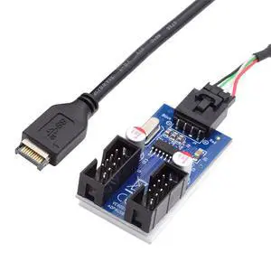 USB 3.1 Type-E Front Panel Header Male Host to USB 2.0 Motherboard 4pin with Latch 1 to 2 9pin Hub Device Cable USB 3.1 Type-E Front Panel Header Male Host to USB 2.0 Motherboard 4pin with Latch 1 to 2 9pin Hub Device Cable