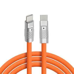 Type C USB-C to USB-C Liquid Silicone Ultra Soft 120W Power USB2.0 Data Orange Cable Fast Charge for Laptop Tablet Phone 2M Type C USB-C to USB-C Liquid Silicone Ultra Soft 120W Power USB2.0 Data Orange Cable Fast Charge for Laptop Tablet Phone 2M