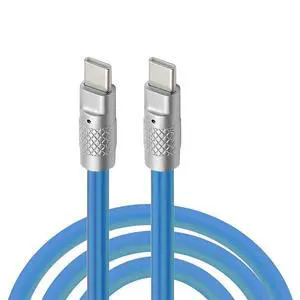 Type C USB-C to USB-C Liquid Silicone Ultra Soft 120W Power USB2.0 Data Blue Cable Fast Charge for Laptop Tablet Phone 2M Type C USB-C to USB-C Liquid Silicone Ultra Soft 120W Power USB2.0 Data Blue Cable Fast Charge for Laptop Tablet Phone 2M
