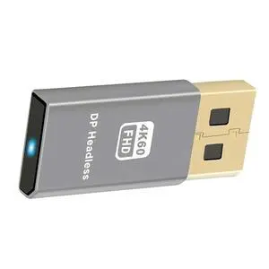 DP Virtual Display 4K60HZ Dummy Plug Headless Ghost Emulator Displayport Active Adapter Silver DP Virtual Display 4K60HZ Dummy Plug Headless Ghost Emulator Displayport Active Adapter Silver
