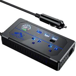Car Inverter 200W DC12V to AC100V Converter, 3 USB Ports with QC3.0 Fast Charging, TYP-C Support, Smart Display, Multi-Protection, Car Power Inverter for Charging & Power Supply Car Inverter 200W DC12V to AC100V Converter, 3 USB Ports with QC3.0 Fast Charging, TYP-C Support, Smart Display, Multi-Protection, Car Power Inverter for Charging & Power Supply