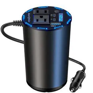 12V Car Power Inverter 200W DC to AC 110V Converter with PD 45W USB-C & QC3.0 Fast Charging, Dual AC Outlets, Smart Cooling Fan, Multi-Protection for Phone, Tablet, Laptop, Car Fridge 12V Car Power Inverter 200W DC to AC 110V Converter with PD 45W USB-C & QC3.0 Fast Charging, Dual AC Outlets, Smart Cooling Fan, Multi-Protection for Phone, Tablet, Laptop, Car Fridge