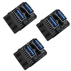 PH724 USB 3.0 19 Pin Header to Dual Type A Adapter 90 Degree Front Panel USB A Expansion Converter Compatible with Motherboard Internal USB 3 Header (PH724B 3pcs) PH724 USB 3.0 19 Pin Header to Dual Type A Adapter 90 Degree Front Panel USB A Expansion Converter Compatible with Motherboard Internal USB 3 Header (PH724B 3pcs)