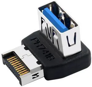 PH741 Type-E to USB3.0 90-Degree Adapter 10Gbps Front Panel Socket Header with Case for Computer Motherboard (PH741B) PH741 Type-E to USB3.0 90-Degree Adapter 10Gbps Front Panel Socket Header with Case for Computer Motherboard (PH741B)