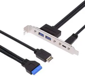 Internal Motherboard 19-Pin & Type-E to 5Gbps Dual Ports (USB-C + USB 3.0) PCIe Bracket for PC Case Rear I/O Panel Internal Motherboard 19-Pin & Type-E to 5Gbps Dual Ports (USB-C + USB 3.0) PCIe Bracket for PC Case Rear I/O Panel