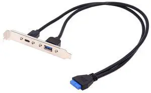 5Gbps 19/20Pin USB3.0 Motherboard to Dual Ports USB 3.0 & USB-C Type-C Female PCI-E Back Panel Cable 50cm 5Gbps 19/20Pin USB3.0 Motherboard to Dual Ports USB 3.0 & USB-C Type-C Female PCI-E Back Panel Cable 50cm