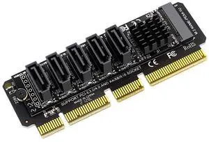 PH56+1U PCIE3.0 M.2 M Key X4 X8 X16 to 5Ports SATA III Expansion Card 6Gbps with LED Indicator Compatible with JMB585 Support 1U Chassis PH56+1U PCIE3.0 M.2 M Key X4 X8 X16 to 5Ports SATA III Expansion Card 6Gbps with LED Indicator Compatible with JMB585 Support 1U Chassis