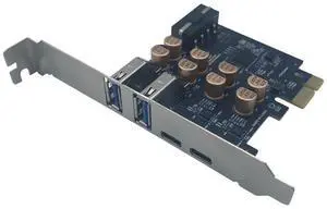 PCIe to USB 3.0 + USB-C Expansion Card 5Gbps 1 to 4 Desktop Adapter with D720201 Controller, 4-Port Splitter (4-Pin Power Port) PCIe to USB 3.0 + USB-C Expansion Card 5Gbps 1 to 4 Desktop Adapter with D720201 Controller, 4-Port Splitter (4-Pin Power Port)