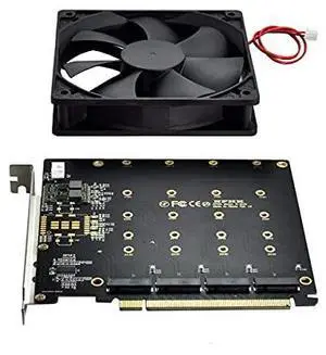 4X NVME M.2 AHCI to PCI-E Express 3.0 Gen3 X16 Raid Card with Fan VROC Raid0 Hyper Adapter 4X NVME M.2 AHCI to PCI-E Express 3.0 Gen3 X16 Raid Card with Fan VROC Raid0 Hyper Adapter
