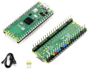 Pico 2 with Pre-Soldered Color-Coded Header Compatible with Raspberry Pi Pico 2 Microcontroller, Based on RP2350, Dual-Core ARM Cortex-M33 and Dual-Core Hazard3 RISC-V Processor 4MB Flash, 3 Items Pico 2 with Pre-Soldered Color-Coded Header Compatible with Raspberry Pi Pico 2 Microcontroller, Based on RP2350, Dual-Core ARM Cortex-M33 and Dual-Core Hazard3 RISC-V Processor 4MB Flash, 3 Items