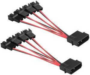 (2-Pack) Molex 4-pin to 2510 4P-2PIN Fan Adapter Cable 1 to 4 12V Chassis Fan Power Supply 24AWG High-Current Cable (5.0in/13cm, Black and Red Colour Scheme) (2-Pack) Molex 4-pin to 2510 4P-2PIN Fan Adapter Cable 1 to 4 12V Chassis Fan Power Supply 24AWG High-Current Cable (5.0in/13cm, Black and Red Colour Scheme)