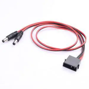 PC Molex Large 4-Pin Female to Dual 5-Pin Male DC 5521 Extension Cable 50cm Pure Copper 12V PSU Adapter Cable for Case Fans/LED Strips/Water Pump Power Supply PC Molex Large 4-Pin Female to Dual 5-Pin Male DC 5521 Extension Cable 50cm Pure Copper 12V PSU Adapter Cable for Case Fans/LED Strips/Water Pump Power Supply