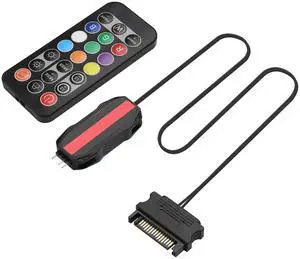 ARGB LED Controller with IR Remote, SATA Powered, 5V 3-Pin, 50cm Cable, Black Mini PC Lighting Controller ARGB LED Controller with IR Remote, SATA Powered, 5V 3-Pin, 50cm Cable, Black Mini PC Lighting Controller
