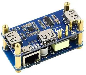PoE Ethernet/USB HUB Hat for Raspberry Pi Zero/Zero W/Zero WH, 3X USB 2.0 Ports, 10M/100M RJ45 Port, 802.3af-Compliant PoE Ethernet/USB HUB Hat for Raspberry Pi Zero/Zero W/Zero WH, 3X USB 2.0 Ports, 10M/100M RJ45 Port, 802.3af-Compliant