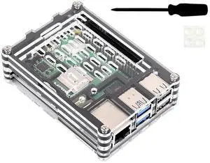 Transparent and Black Acrylic Case for Raspberry Pi 5, Supports Installing Official Active Cooler Transparent and Black Acrylic Case for Raspberry Pi 5, Supports Installing Official Active Cooler