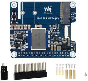 PCIe to M.2 with PoE Ethernet Power Supply HAT for Raspberry Pi 5, Support NVMe Protocol M.2 Solid State Drive in 2230/2242 Size, IEEE 802.3af/at PoE Network Standard, 5V 5A Power Output PCIe to M.2 with PoE Ethernet Power Supply HAT for Raspberry Pi 5, Support NVMe Protocol M.2 Solid State Drive in 2230/2242 Size, IEEE 802.3af/at PoE Network Standard, 5V 5A Power Output