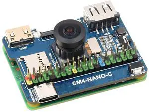 Nano Base Board (C) for Raspberry Pi Compute Module 4 Lite/eMMC, Onboard 8MP Camera Module with 160°FOV, Multiple Interfaces, Same Size as The Raspberry Pi CM4 Nano Base Board (C) for Raspberry Pi Compute Module 4 Lite/eMMC, Onboard 8MP Camera Module with 160°FOV, Multiple Interfaces, Same Size as The Raspberry Pi CM4