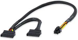 Mini ATX 6-Pin to SATA 15-Pin Conversion Adapter Cable Compatible with CT1250/ECT1205/ECT1250/QCT1250/QCS1250 Cases for SATA HDD/SSD/Optical Drive Expansion 45cm + 15cm Mini ATX 6-Pin to SATA 15-Pin Conversion Adapter Cable Compatible with CT1250/ECT1205/ECT1250/QCT1250/QCS1250 Cases for SATA HDD/SSD/Optical Drive Expansion 45cm + 15cm