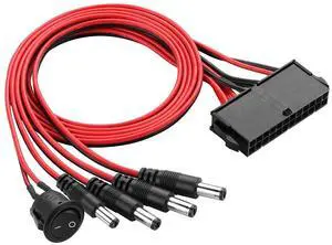 PC PSU ATX 24-pin to DC 5521 Male Adapter Cable, 4-Port 12V DC Power Distributor with Switch, Suitable for DC Fans, LED Strips and Electronics Projects (1.6 ft / 0.5 m) PC PSU ATX 24-pin to DC 5521 Male Adapter Cable, 4-Port 12V DC Power Distributor with Switch, Suitable for DC Fans, LED Strips and Electronics Projects (1.6 ft / 0.5 m)