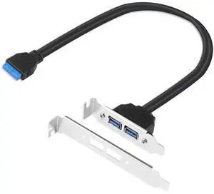 USB 3.0 Rear Panel Bracket Expansion Cable, 20P-19PIN to Dual USB 3.0 Port Plate with Cable Management, High/Low Profile Bracket for Desktop PC Motherboard USB 3.0 Rear Panel Bracket Expansion Cable, 20P-19PIN to Dual USB 3.0 Port Plate with Cable Management, High/Low Profile Bracket for Desktop PC Motherboard
