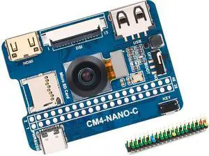 Nano Base Board (C) for Compute Module 4, Same Size as CM4, with Multiple Peripheral Interfaces Onboard 8MP Camera Module with 160°FOV Nano Base Board (C) for Compute Module 4, Same Size as CM4, with Multiple Peripheral Interfaces Onboard 8MP Camera Module with 160°FOV
