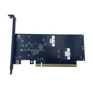 PCIe 4.0 16x to Dual SFF-8654 8i SlimSAS,PCI-e Bifurcation x16 to x8x8 Split SFF-8654 Slimline SAS Adapter Card PCIe 4.0 16x to Dual SFF-8654 8i SlimSAS,PCI-e Bifurcation x16 to x8x8 Split SFF-8654 Slimline SAS Adapter Card