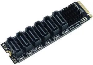 M.2 to SATA3 Adapter Card, M.2 M-Key PCIe to 6 Ports SATA 6Gbps Expansion Card ASM1166 with Smart LED Indicator M.2 to SATA3 Adapter Card, M.2 M-Key PCIe to 6 Ports SATA 6Gbps Expansion Card ASM1166 with Smart LED Indicator