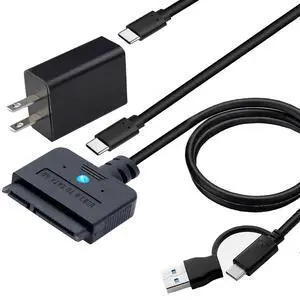 USB 3.0 to SATA Adapter, USB A & Type C 2.5/3.5 Inch Hard Drive Converter with 30W Power Supply, UASP 5Gbps High-Speed Transfer, Plug-and-Play for Windows/Mac/Linux (3.2ft Cable) USB 3.0 to SATA Adapter, USB A & Type C 2.5/3.5 Inch Hard Drive Converter with 30W Power Supply, UASP 5Gbps High-Speed Transfer, Plug-and-Play for Windows/Mac/Linux (3.2ft Cable)