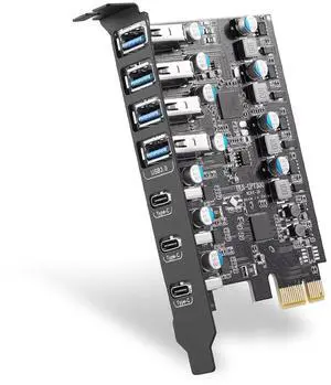 7 Ports PCI-E to USB 3.0 Expansion Card (4 USB A and 3 USB C Ports), Internal Converter PCI Express Expansion Card for Desktop PC 7 Ports PCI-E to USB 3.0 Expansion Card (4 USB A and 3 USB C Ports), Internal Converter PCI Express Expansion Card for Desktop PC
