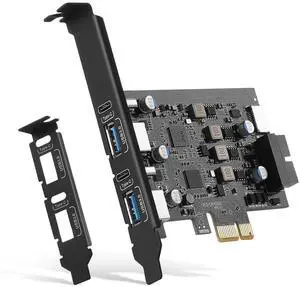 6-Ports USB 3.2 PCIe Card to Type C(2),USB Type-A2 Expansion Card with Internal 19 Pin Connector/Type EA-Key Front Panel Adapter, Includes Low-Profile Bracket 6-Ports USB 3.2 PCIe Card to Type C(2),USB Type-A2 Expansion Card with Internal 19 Pin Connector/Type EA-Key Front Panel Adapter, Includes Low-Profile Bracket